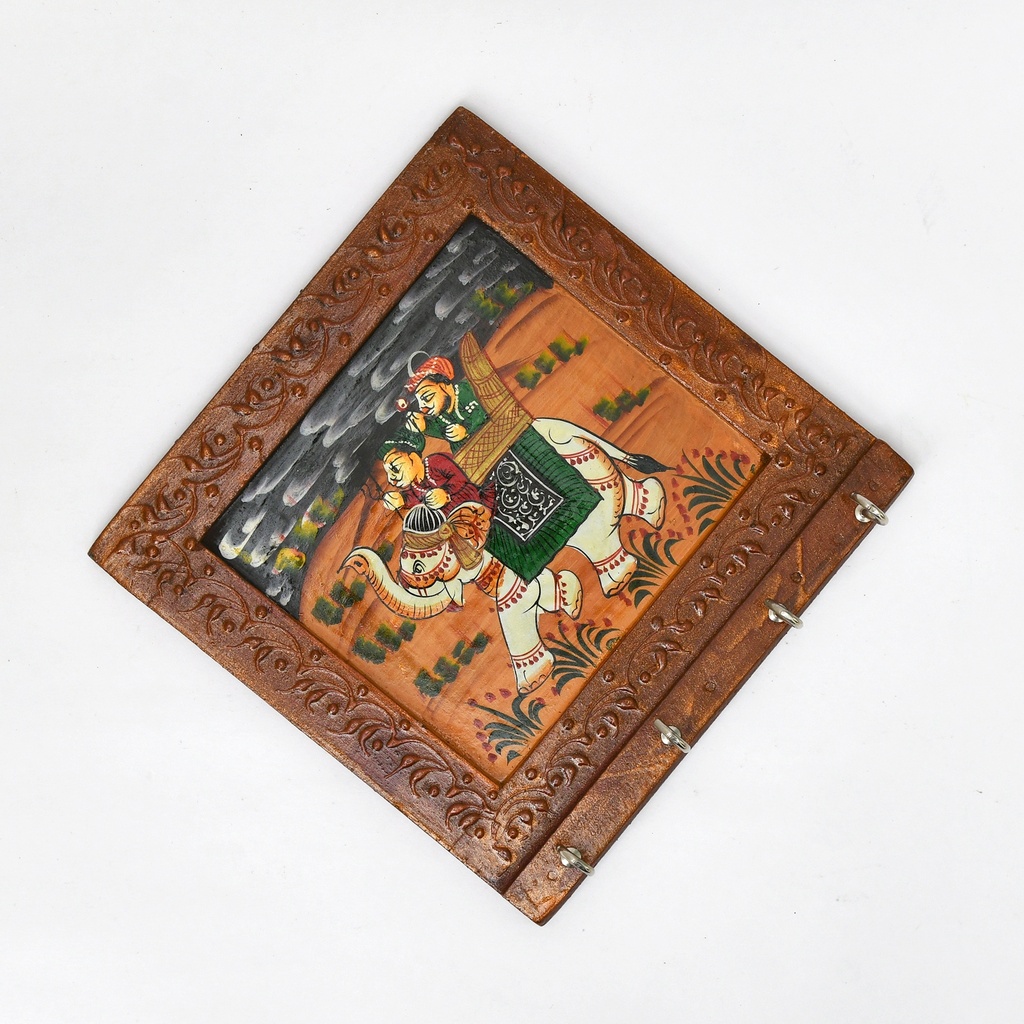 Wooden 4 Hooks Key Holder