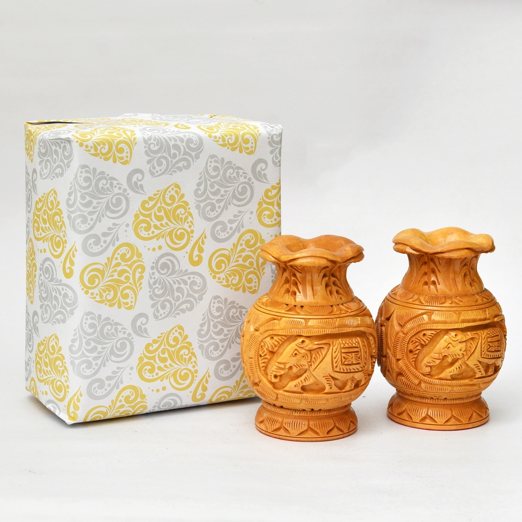 Wooden Decorative Vases (Set of 2)