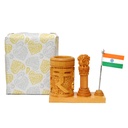 Wooden Pen Holder with Ashok Stambh and National Flag