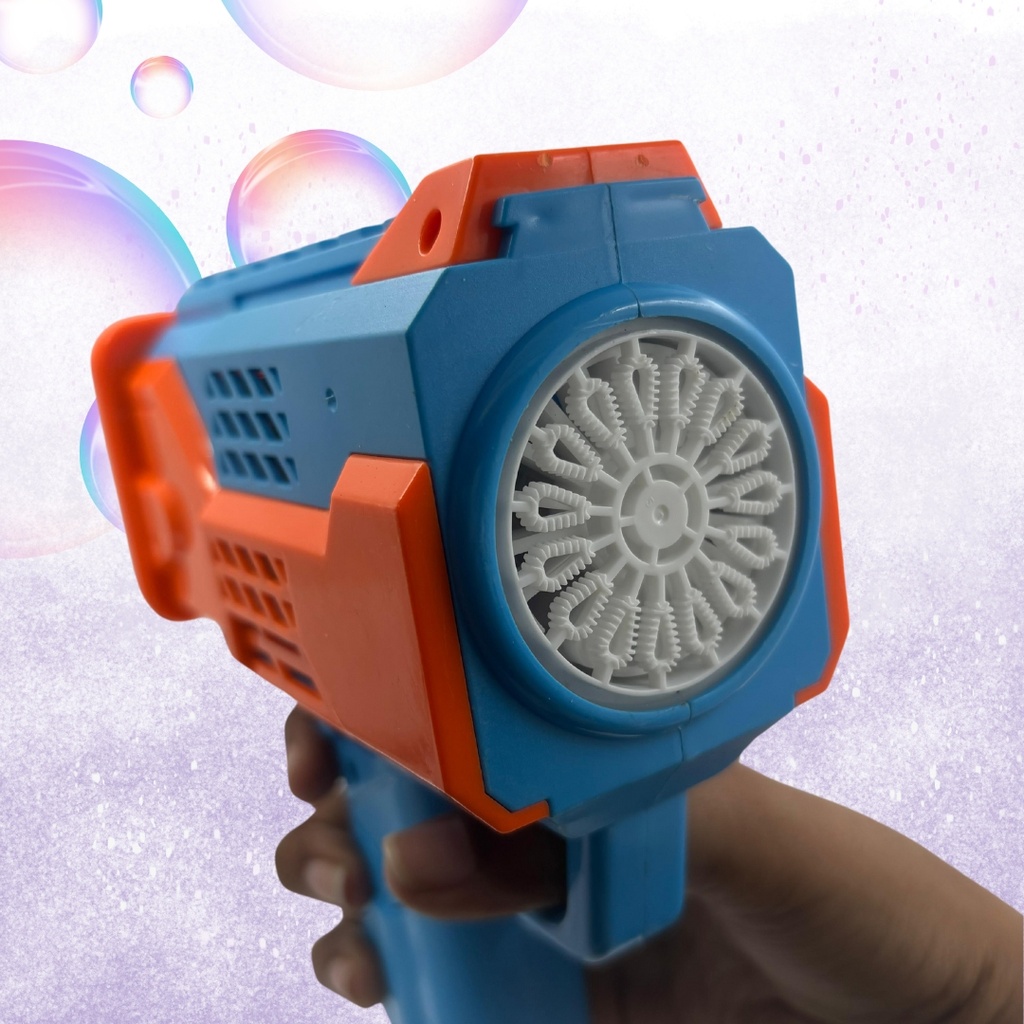 Rechargeable Automatic Bubble Blower Gatling Gun Toy for Kids with Cool LED Light and Music