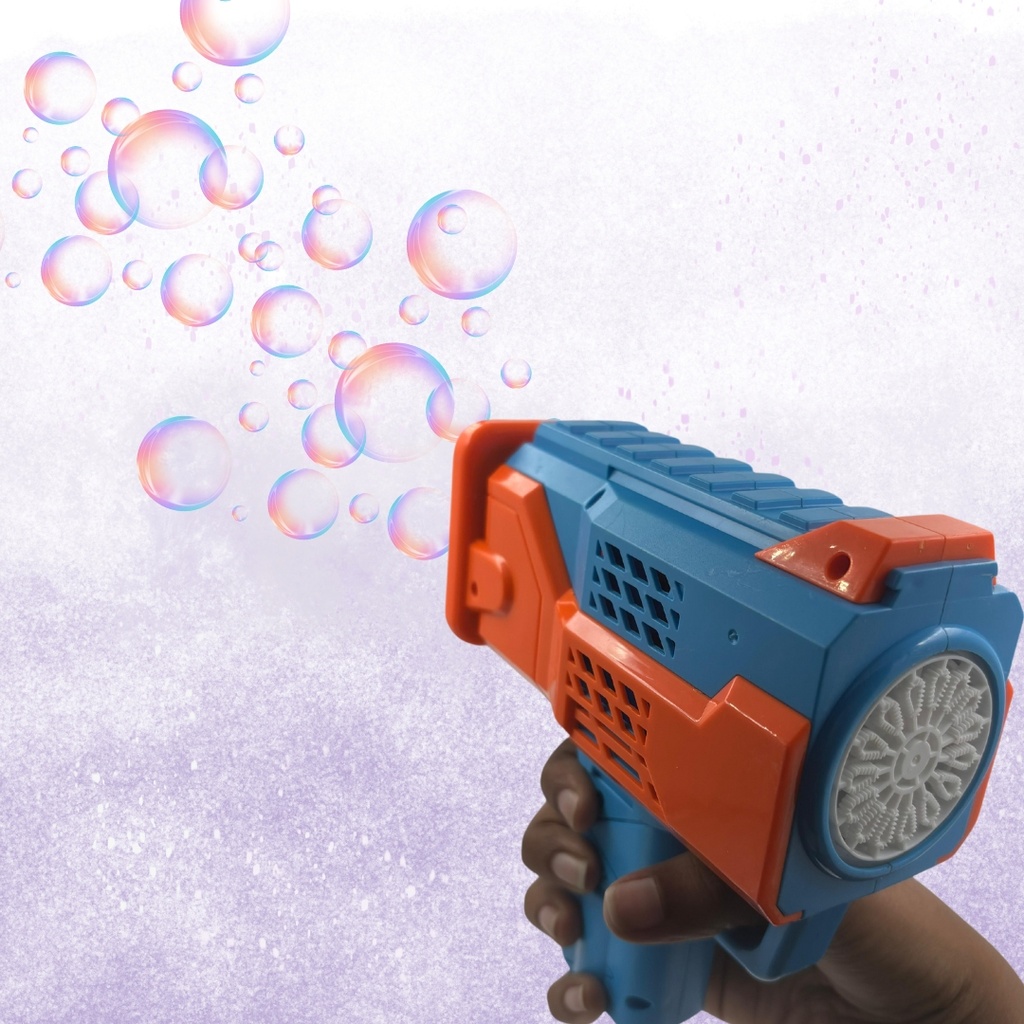 Rechargeable Automatic Bubble Blower Gatling Gun Toy for Kids with Cool LED Light and Music