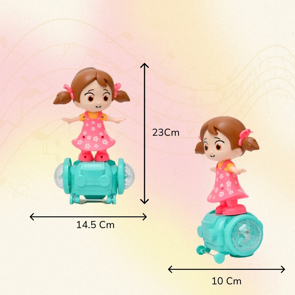 Musical Dancing Girl Doll Activity Play Center Toy 360 Degree Rotating with Flashing Lights 