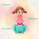 Musical Dancing Girl Doll Activity Play Center Toy 360 Degree Rotating with Flashing Lights 