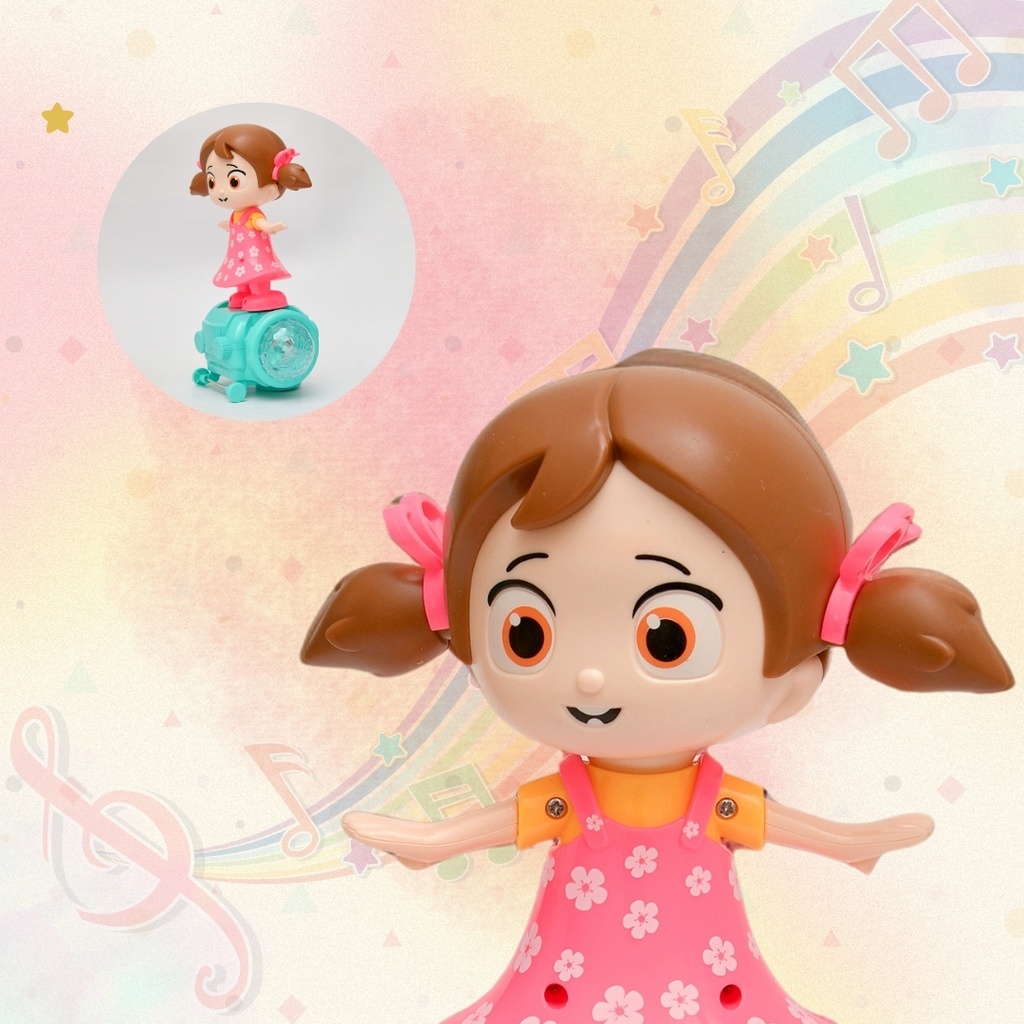 Musical Dancing Girl Doll Activity Play Center Toy 360 Degree Rotating with Flashing Lights 