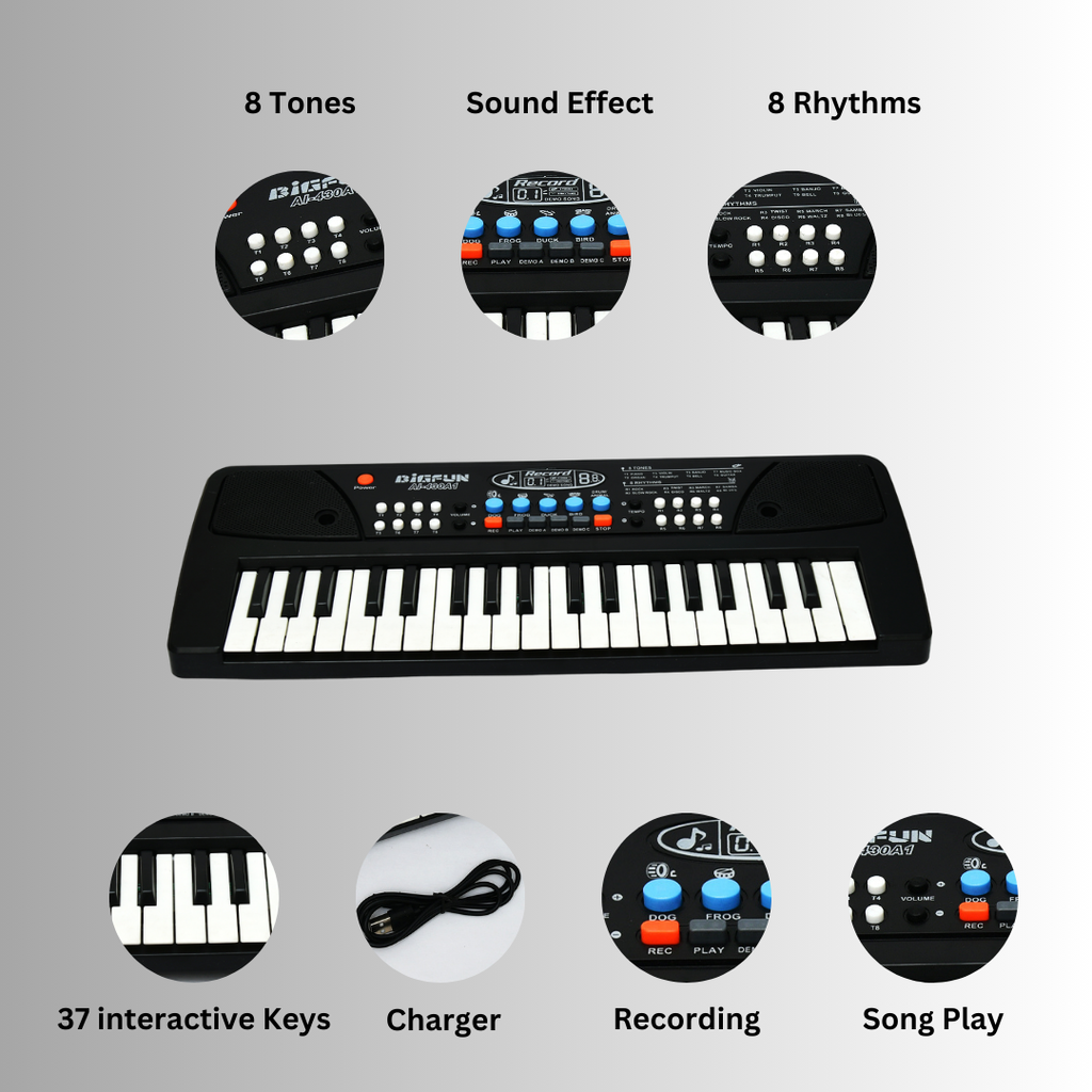 Piano with Mic 37 Keys 8 Rhythms 8 Tones 6 Demos Portable Electronic Keyboard Toy Beginners