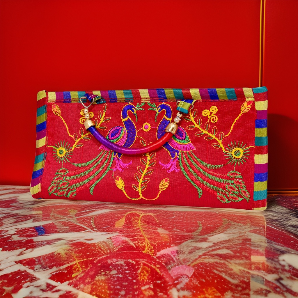 Big7 Stores Cotton Handmade Embroidered Purse with Handle