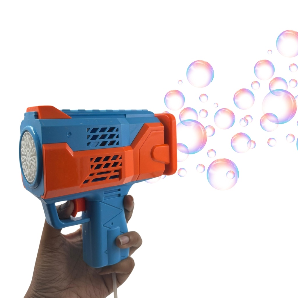 Rechargeable Automatic Bubble Blower Gatling Gun Toy for Kids with Cool LED Light and Music