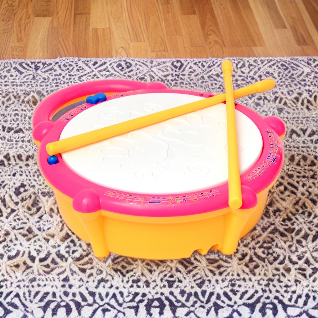 Flash Drum Toy with 2 Mallets for Kids | Multicolor 3D Lights | Dynamic Musical Instrument