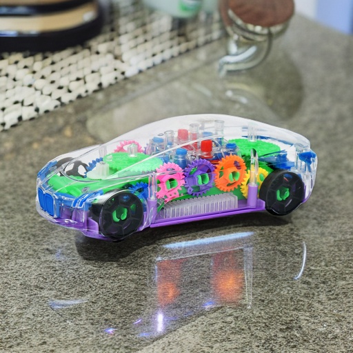[Transparent Car 001] Biggest Transparent Car Concept Musical 3D Toy with 360 Degree Rotation Bump & Go Gear 