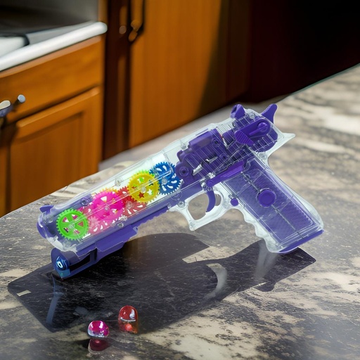 [Gear Gun 76] Gear Toy Gun for Kids, Toy Guns for Boys with Moving Gears, Effects, and Music | Multicolor