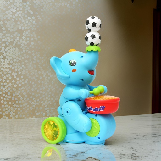 Musical Walking Elephant Drummer Toy Flashing Light and Amazing Sound Beating Drum Blowing Ball Toy