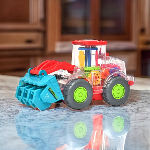 [Gear Vehicle 005] Display Transparent Gear Vehicle Toy for Kids - 360 Degree Rotating With LED Lights