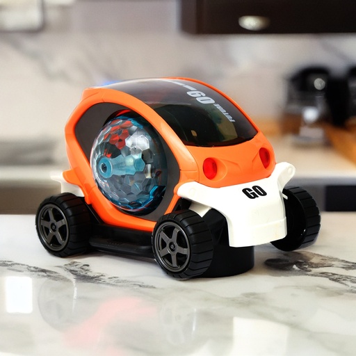 Rotating Stunt Car Toy for Kids - Bump and Go Action with 4D Lights and Music